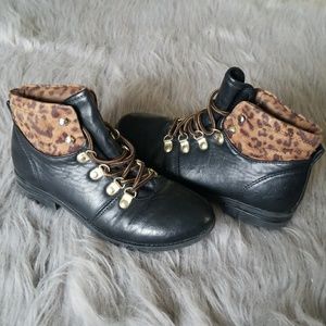 Leather and cheetah booties